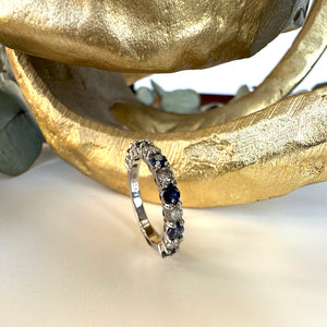 Gorgeous 3/4 Sapphire and Diamond White Gold Eternity Ring
