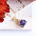 Gorgeous Cushion Cut Tanzanite And Trilogy Diamond Accent Yellow Gold Pendant