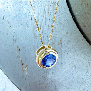 Gorgeous Double Bezel Round Cut Yellow Gold Slider Pendant