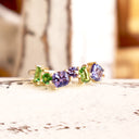 Gorgeous Multi Stone Tanzanite And Tsavorite Yellow Gold Ring