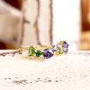 Gorgeous Multi Stone Tanzanite And Tsavorite Yellow Gold Ring