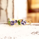 Gorgeous Multi Stone Tanzanite And Tsavorite Yellow Gold Ring