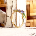 Gorgeous Multi Stone Tanzanite And Tsavorite Yellow Gold Ring