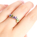 Gorgeous Multi Stone Tanzanite And Tsavorite Yellow Gold Ring
