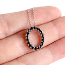 Gorgeous Oval All Black Diamond White Gold Halo Pendant