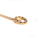Gorgeous Oval Black and White Diamond Yellow Gold Halo Pendant
