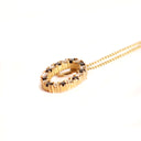 Gorgeous Oval Black and White Diamond Yellow Gold Halo Pendant