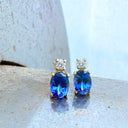 Gorgeous Oval Tanzanite and White Highlight Yellow Gold StudsGorgeous Oval Tanzanite and White Highlight Yellow Gold Studs