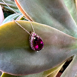 Gorgeous Pear Cut Purple Rhodolite and Pink Sapphire Pendant