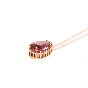 Gorgeous Pear Cut Purple Rhodolite and Pink Sapphire Pendant