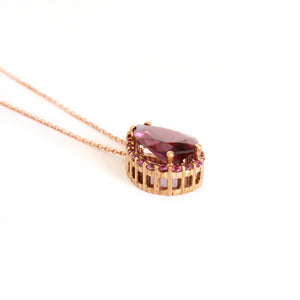 Gorgeous Pear Cut Purple Rhodolite and Pink Sapphire Pendant