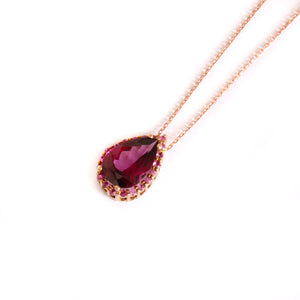 Gorgeous Pear Cut Purple Rhodolite and Pink Sapphire Pendant