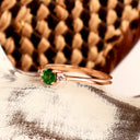 Gorgeous Rose Gold Tsavorite Ring With Petite Diamond Shoulder Highlights