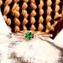 Gorgeous Rose Gold Tsavorite Ring With Petite Diamond Shoulder Highlights