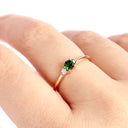 Gorgeous Rose Gold Tsavorite Ring With Petite Diamond Shoulder Highlights