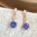 Tanzanite and Diamond Rose Gold Drop Earrings