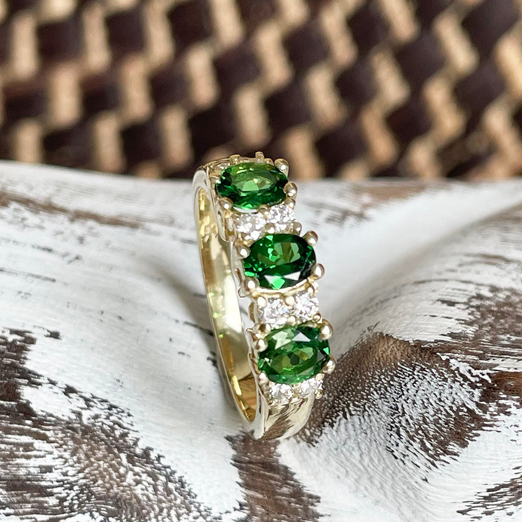 Tsavorite and diamond ring
