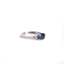 Gorgeously Elegant Oval Teal Sapphire and White Diamond White Gold Ring