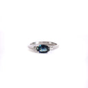 Gorgeously Elegant Oval Teal Sapphire and White Diamond White Gold Ring