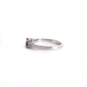 Gorgeously Elegant Oval Teal Sapphire and White Diamond White Gold Ring