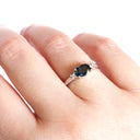 Gorgeously Elegant Oval Teal Sapphire and White Diamond White Gold Ring