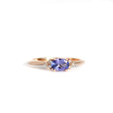 Gorgeously Petite Diamond Trilogy Highlight Oval Tanzanite Rose Gold Ring