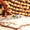 Tsavorite, Tanzanite and Diamond Rose Gold Ring