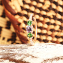 Tsavorite, Tanzanite and Diamond Rose Gold Ring