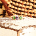 Tsavorite, Tanzanite and Diamond Rose Gold Ring
