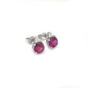 Grape Garnet Studs with Petite Diamond Accent