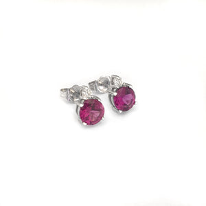 Grape Garnet Studs with Petite Diamond Accent