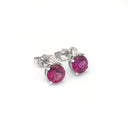 Grape Garnet Studs with Petite Diamond Accent