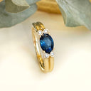 Blue Sapphire and Diamonds Yellow Gold Ring
