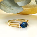 Blue Sapphire and Diamonds Yellow Gold Ring