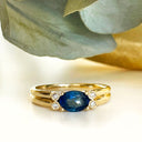 Blue Sapphire and Diamonds Yellow Gold Ring