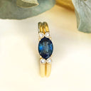 Blue Sapphire and Diamonds Yellow Gold Ring