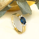 Blue Sapphire and Diamonds Yellow Gold Ring