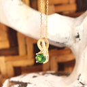 Half Bow Bale Tsavorite and Diamond Pendant and Chain