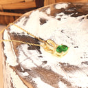 Half Bow Bale Tsavorite and Diamond Pendant and Chain