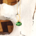 Half Bow Bale Tsavorite and Diamond Pendant and Chain