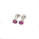 Half Bow Grape Garnet and Diamond Earrings