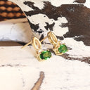 Half Bow Tsavorite and Diamond Yellow Gold Earrings