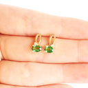 Half Bow Tsavorite and Diamond Yellow Gold Earrings