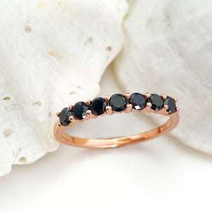 Black Diamond Rose Gold Half Eternity Stacking Ring