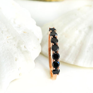 Black Diamond Rose Gold Half Eternity Stacking Ring