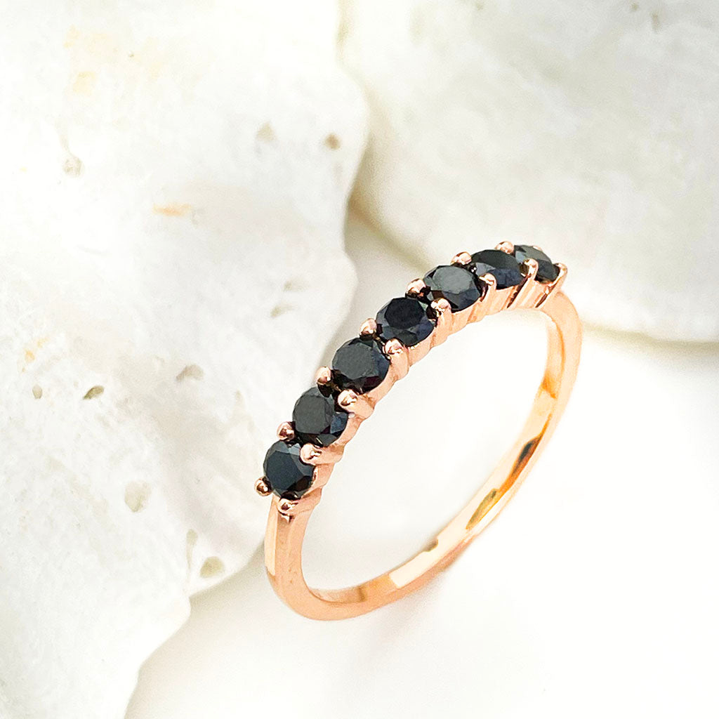 Black Diamond Rose Gold Half Eternity Stacking Ring