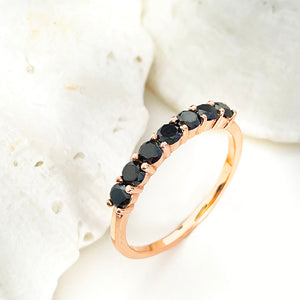 Black Diamond Rose Gold Half Eternity Stacking Ring