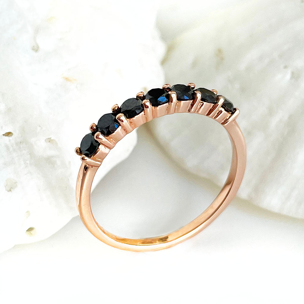Black Diamond Rose Gold Half Eternity Stacking Ring