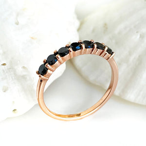 Black Diamond Rose Gold Half Eternity Stacking Ring