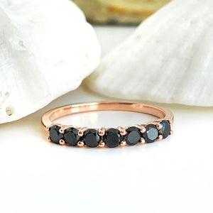 Black Diamond Rose Gold Half Eternity Stacking Ring
